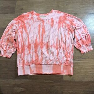 Saturday Sunday By Anthropologie Tie Dye Sweatshirt Pink Textured Pullover Top L